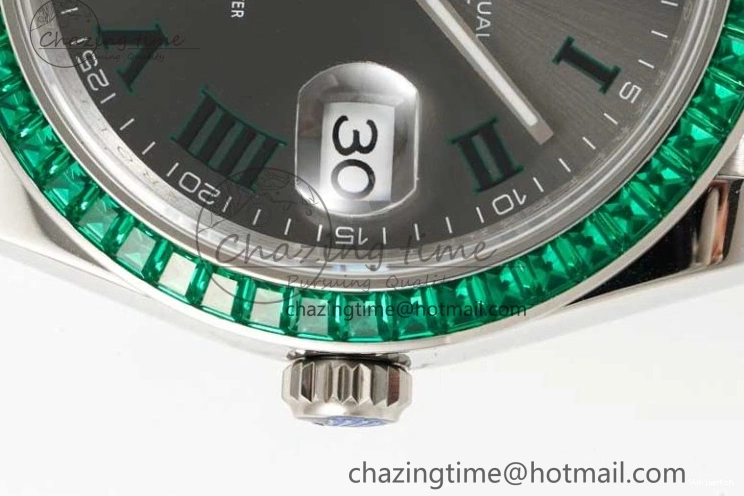 Marker Steel 41mm Diamonds on Arabic Best Dial Jubilee Gray 1:1 904L SA3235 Green Bracelet Bezel Edition DateJust DIWF 0329